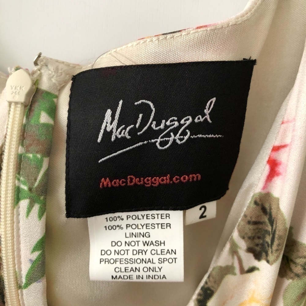 Mac Duggal Floral Print Faux Wrap Maxi Gown Dress 2 - Picture 6 of 14